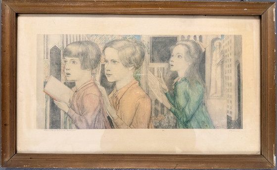 Jan Toorop 1858-1928 / Originele Lithografie - Het Offer 1927 – Litho's & Zeefdrukken, Paper, Wood (photo 2 of 10)