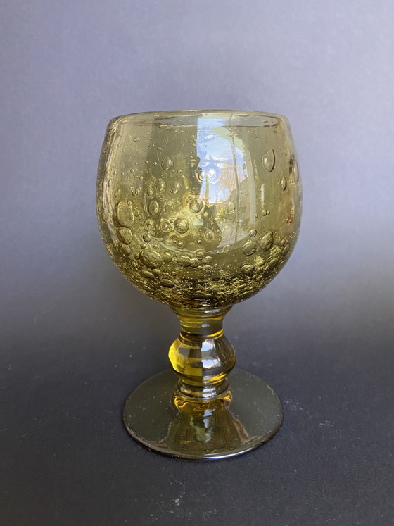 Set of 4 Vintage Verrerie de Biot Amber Bubble Glass Goblets, France, 1960s–1970s – Glass & Decanter (photo 3 of 5)