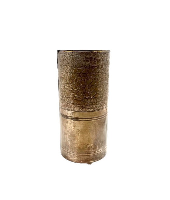 Image 1 of Paraplurek van messing met krokodillenleerpatroon in Hollywood Regency-stijl, Italië 1970