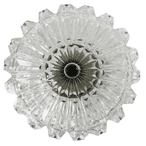 Image 1 of Vintage mid-century plafondlamp helder glas plafonnière 1950's