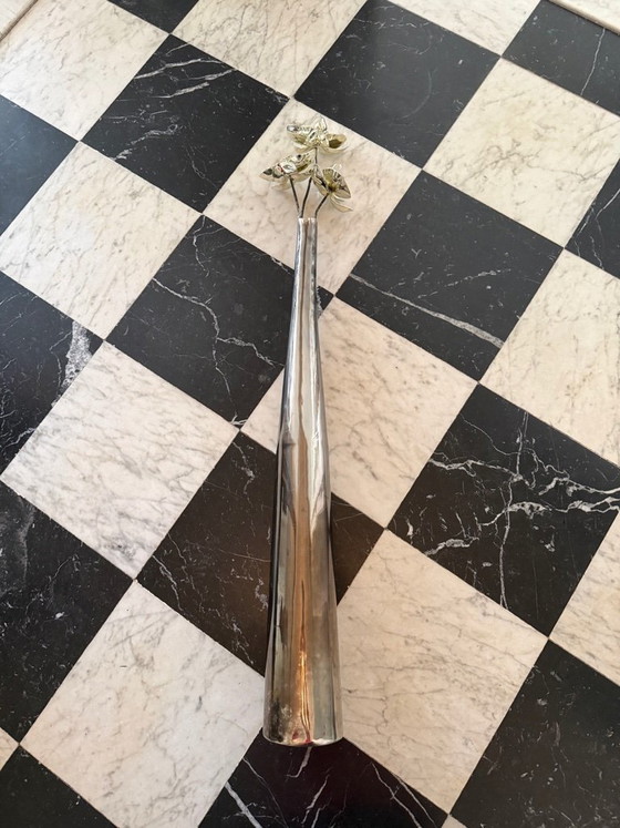 Large Hervé Gambs Floor Vase - 70 cm - Silver – Hervé Grams, Metal (photo 4 of 5)