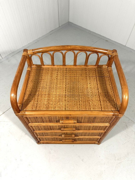 Image 1 of Rotan ladekast nachtkastje 1980's