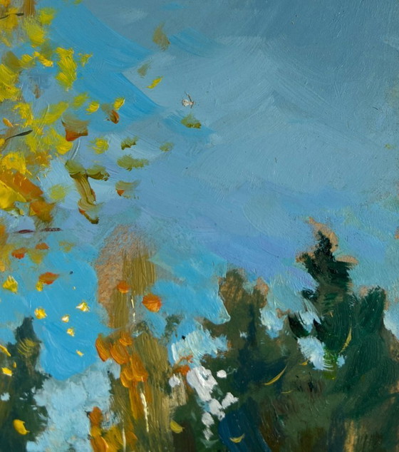 Image 1 of Original Oil Painting Autumn Forest Landscape Breath of the autumn forest