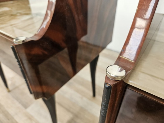 Paar Nachttische aus Mahagoni im Mid-Century-Stil der 1960er Jahre mit doppelten Glasplatten – Wood (photo 12 of 21)