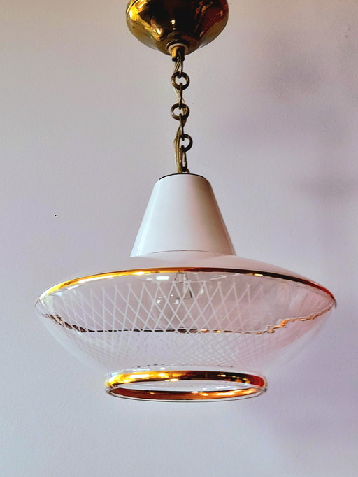 Suspension en verre sérigraphié UFO ,1970