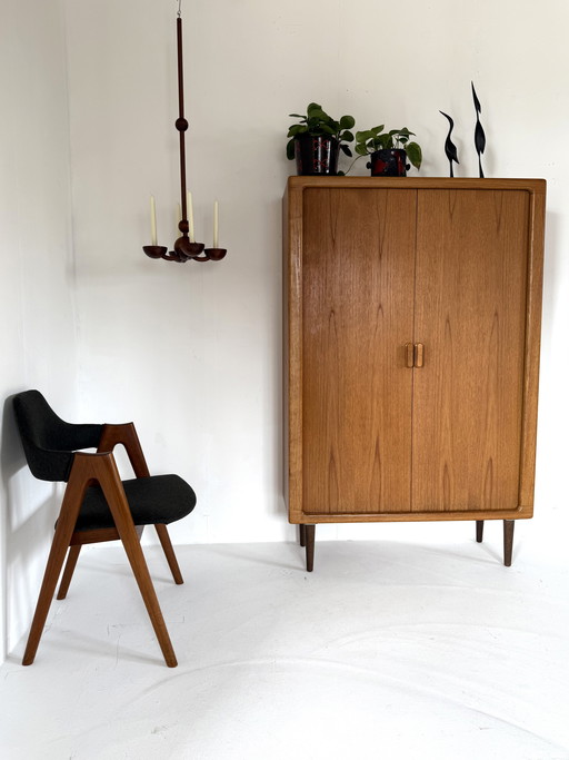 Chandelier suspendu vintage en teck, Danemark, années 60