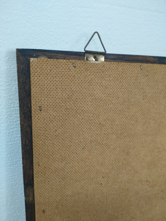 Image 1 of Rechthoekige vintage jaren 50-60 houten wandspiegel ('disturbed')