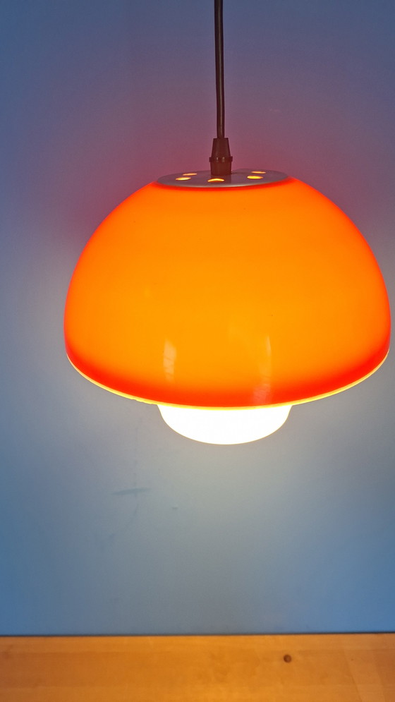 Image 1 of Orange vintage space age massive mushroom pendant lamp