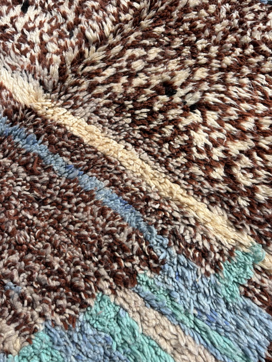 Image 1 of Tapis marocain coloré en laine Mrirt 160x240 cm - Tapis à poils longs abstrait bleu