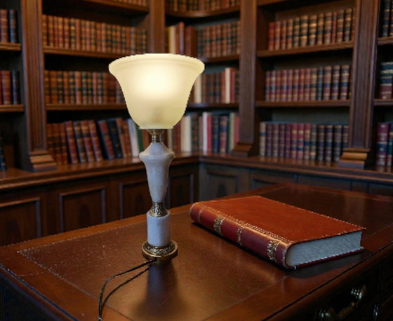 Image 1 of Vintage Neo-Empire style lamp - Marble and Brass