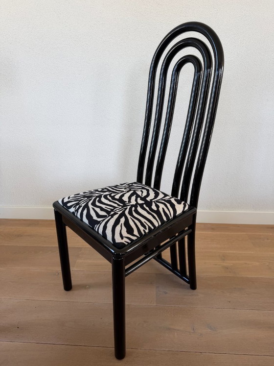 Image 1 of Set of 3 Postmodern Dining Chairs – Memphis Style – Zebra Print