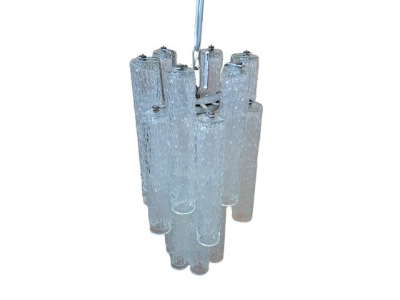 Image 1 of Vintage Murano Glass "Ice Effect" Chandelier – 1970s – Mid-Century Design