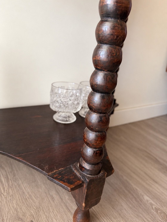 Semicircular side table with bobbin legs – Wood (photo 2 of 5)
