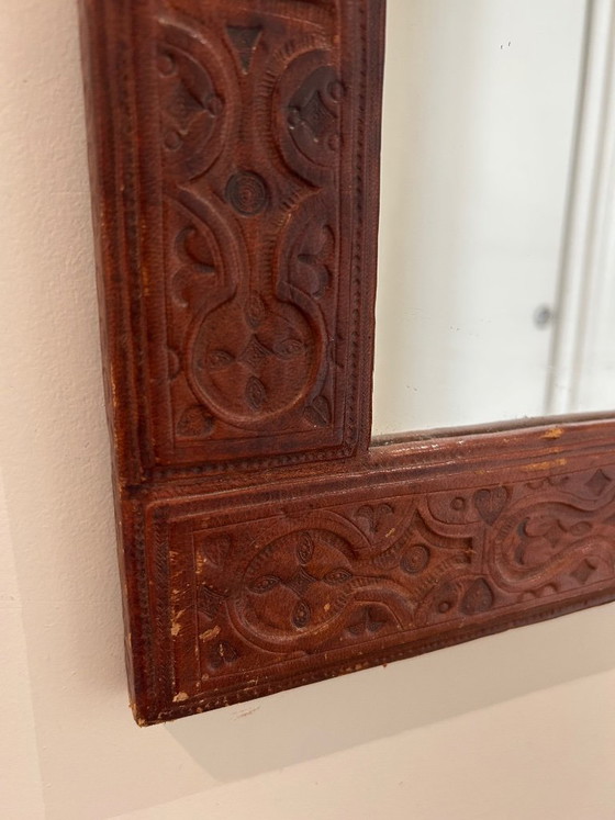 Image 1 of embossed leather mirror, 1970
