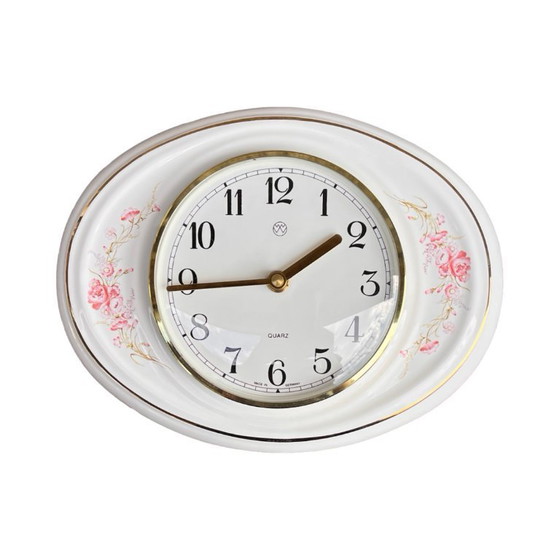 Image 1 of Wallendorfer Porzellan porcelain wall clock, Germany 1980s quartz