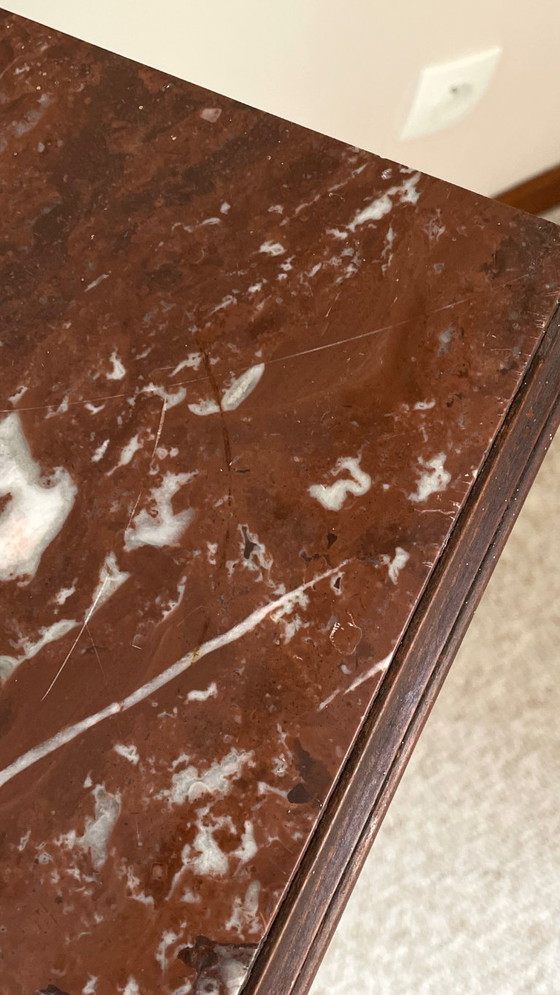 Image 1 of Comodino antico in legno e marmo