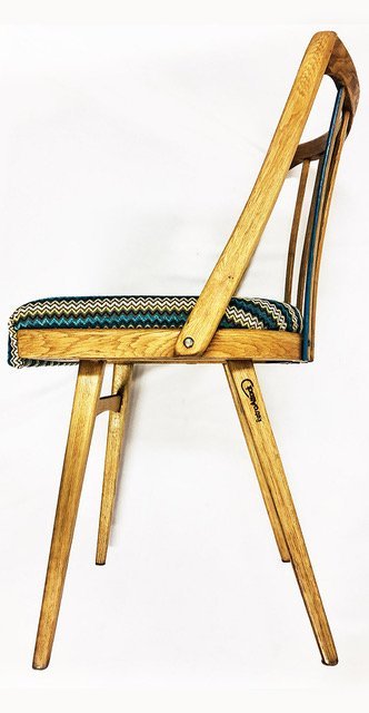 Image 1 of 4x Stühle TON "Blaue Streifen"