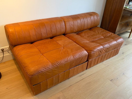 Divano/divano letto De Sede DS-88 Svizzera 1970/75 cognac