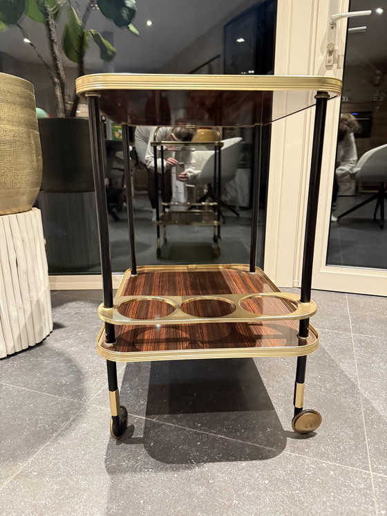 Image 1 of Carrito bar Ico Parisi con botellero, madera y latón, MB Italia, años 60