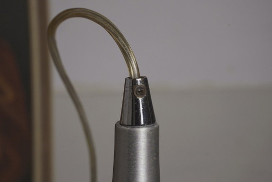 Trumpet Ceiling Lamp Mid Century Modern Tulip Witch Hat Large Vintage Pendant Light Brushed Aluminium Metal (photo 5 of 22)
