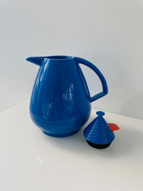 Image 1 of Bouteille isotherme vintage Leifheit Vivatherm bleue Memphis