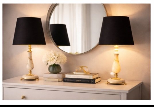 Image 1 of Prestigieuze vintage bronzen onyxlamp, volledig gerestaureerd.