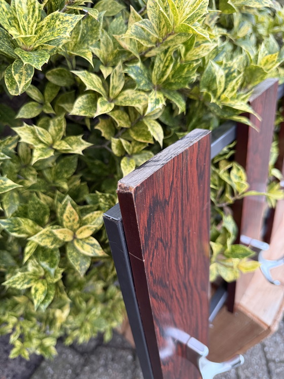 Image 1 of Porte-manteau mural vintage en bois avec crochets en métal