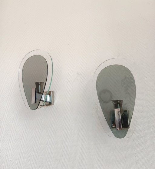 2x appliques space age verre fumé 1970