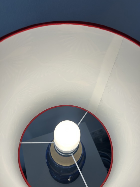 Image 1 of Large 1970s vase lamp with expressive glaze and typical pagoda shape