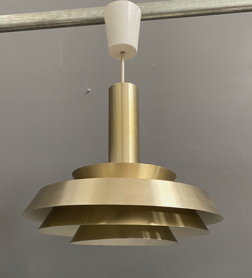 Lampe suspendue en métal VEB Brass Color and White 1960s