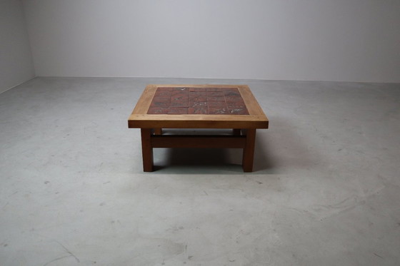 Image 1 of Tavolino in ceramica botanica di metà secolo in rovere, anni '60