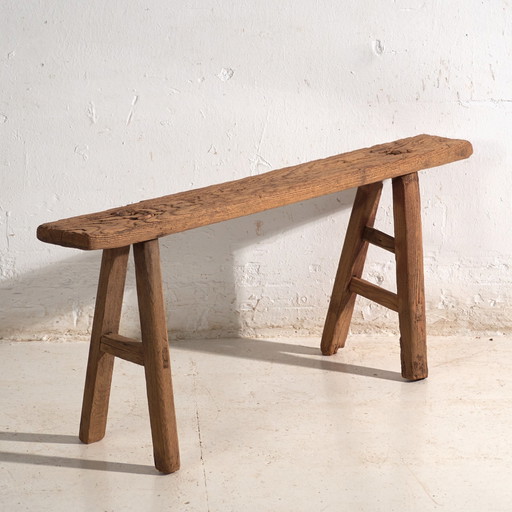 Banc Ancien en Bois d'Orme – Chine, circa 1900