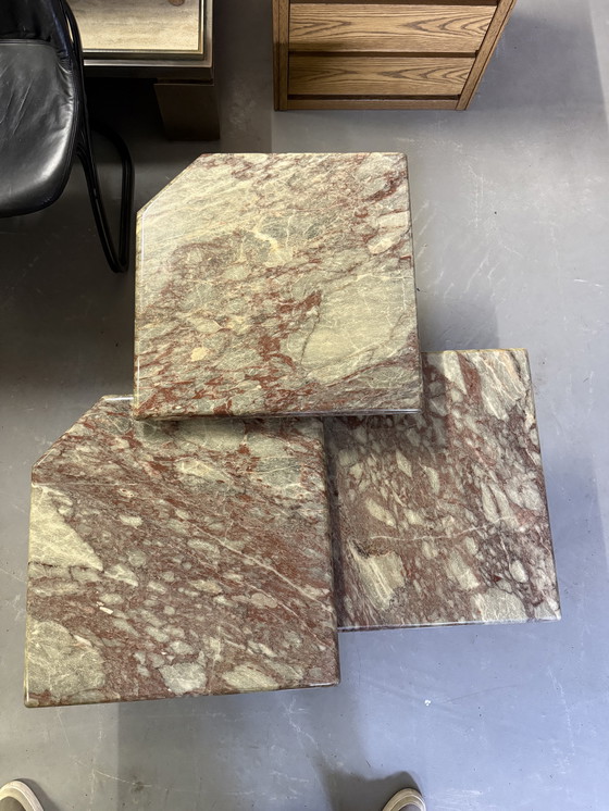 Image 1 of Trio di nidi in marmo - Avena/verde/salmone/grigio