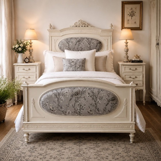 Antiek beukenhouten bed in art nouveau-stijl – Eenpersoonsbedden, Wood (photo 8 of 8)
