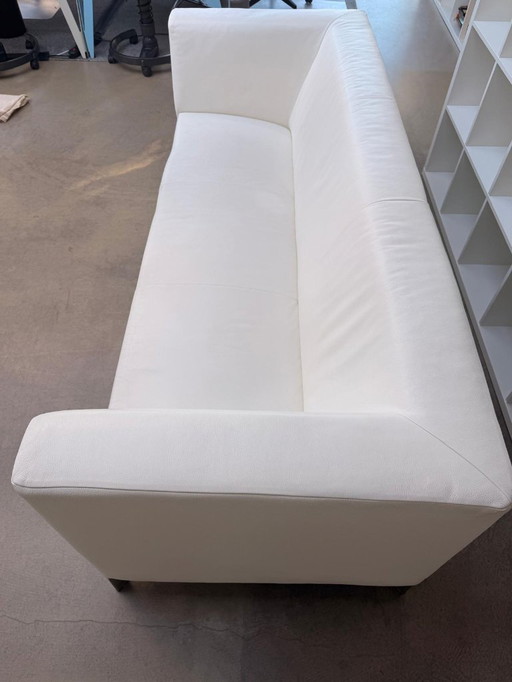 Magnifique canapé Montel en cuir blanc 2,5 places