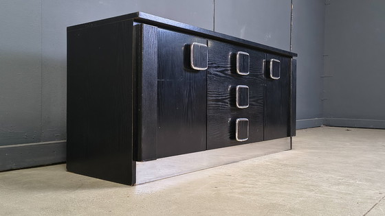 Image 1 of Vintage black wooden cabinet, 1970s 