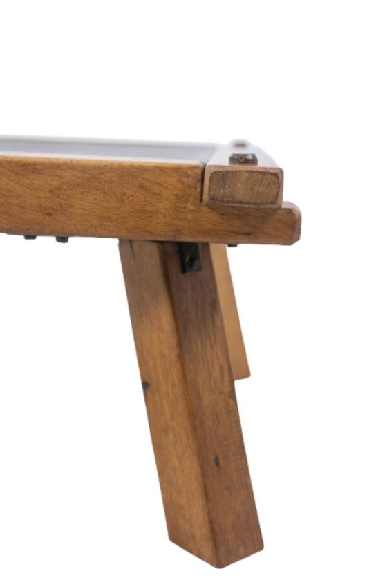 Image 1 of Brutalistisches Couchtischpaar aus Eiche und Schiefer.  Circa 1960.