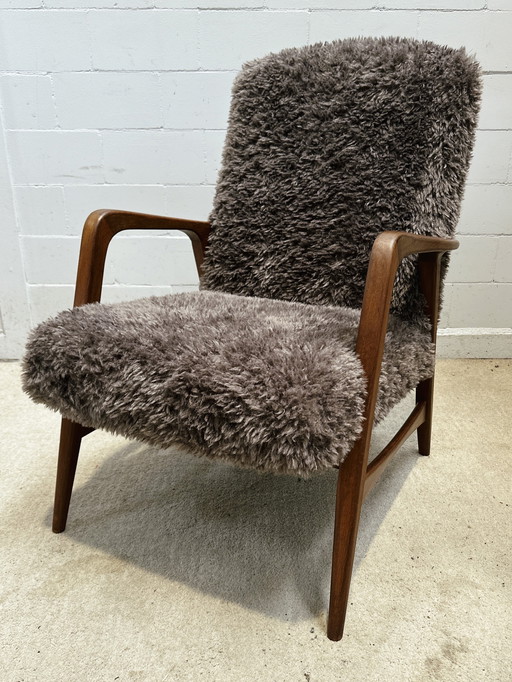 Danish design armchair in teddy upholstery
