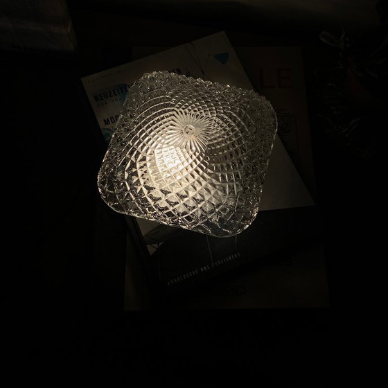 Small square wall/ceiling light, clear glass, vintage style, 1970s-1980s (photo 7 of 9)