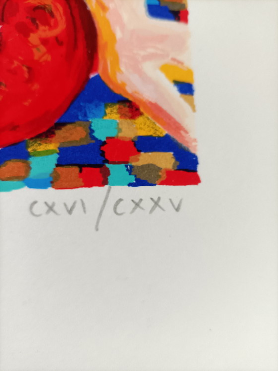 Image 1 of Engelien Kooij – “Sitting woman in red” – original signed silkscreen (116/125)