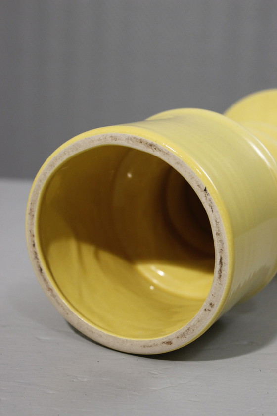 Image 1 of Large vintage ceramic candlestick Space Age design 1970s yellow