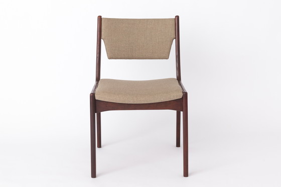 Image 1 of Set of 4 Vintage Teak Chairs | 1960s-70s Mid-Century Modern Seating | Wide Backrest & Reupholstered Seats