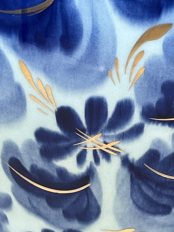 Image 1 of H. Bequet, Jarrón de jengibre, Azul vibrante con detalles dorados, Espectacular