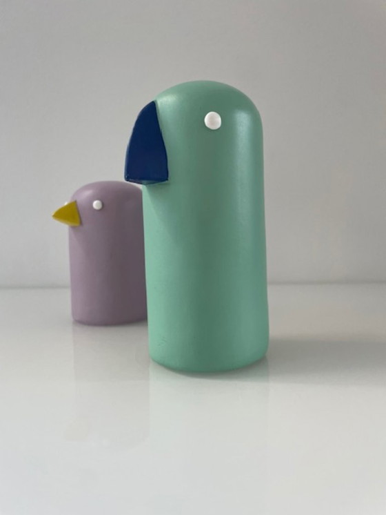 Image 1 of Skandinavische Vogelfiguren aus Holz, Set in Flieder und Mint