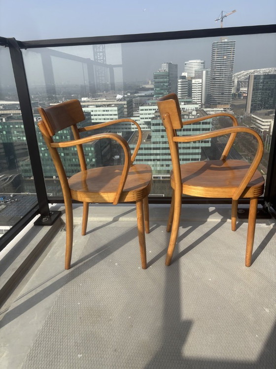 Image 1 of 2x wooden vintage chairs with curved design