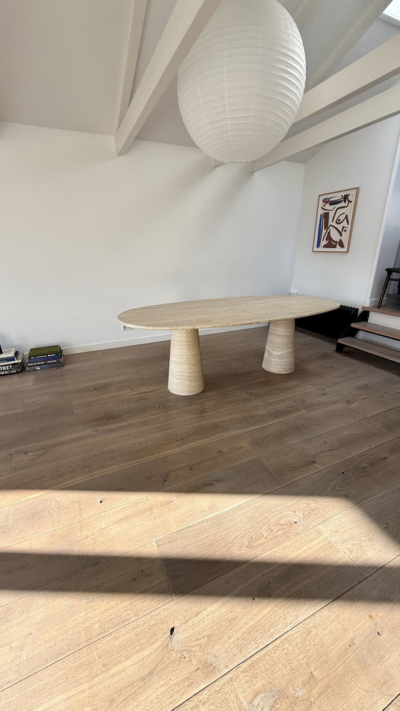 Image 1 of Table de salle à manger en travertin pour l'intérieur et l'extérieur