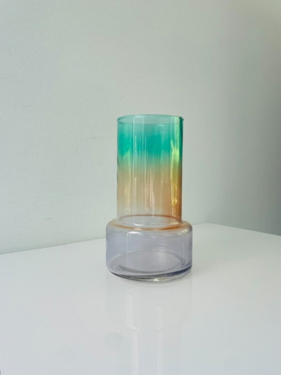 Image 1 of Modern glass designer vase with iridescent color gradient