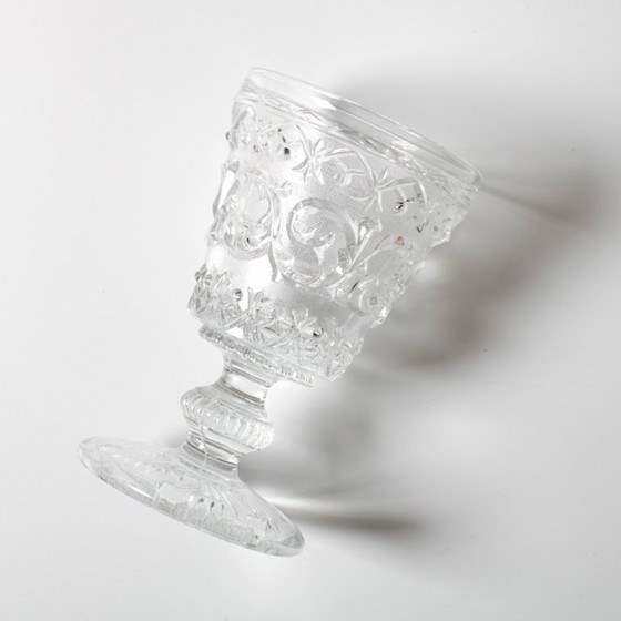 Vintage Klarglas Weinglas Arabesque / Weingoblet Baccarat / Vallerysthal & Portieux / Frankreich / 1840er (Foto 3 von 12)