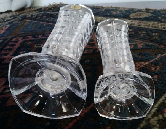 Image 1 of Set of Cristal d'Arques crystal vases, waffle pattern, 1970s