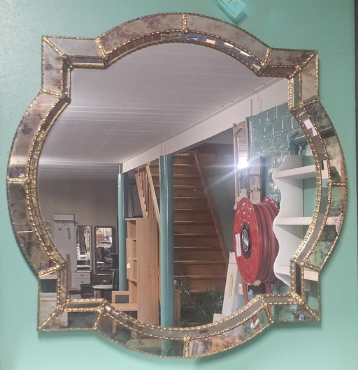 Exclusive Vintage Mosaic Mirror | Faceted | 1970s | 75 cm | Perfect Condition